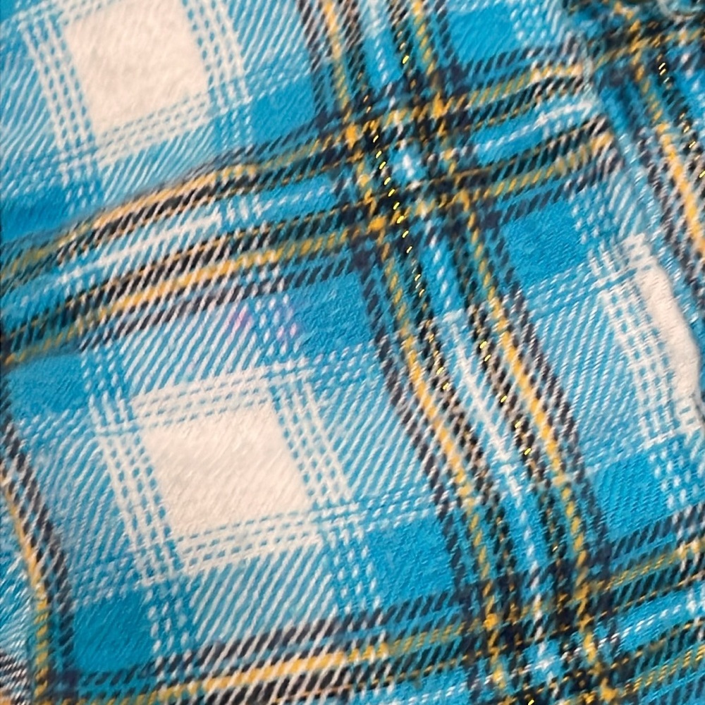 Pelle Pelle black jean skirt with blue & white flannel matching ruffled top sz 7 - Picture 2 of 13